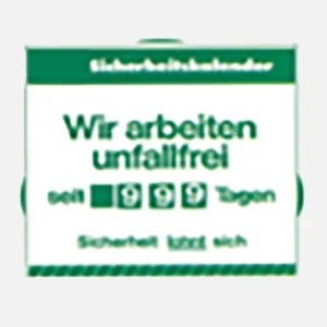 PVC-Unterdruckschild "Sicherheitskalender"
